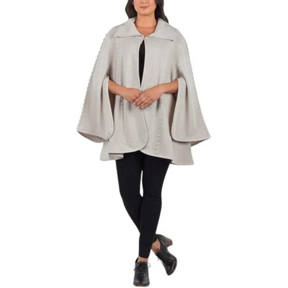 Patricia Nash Swing Cape Womens XL Frog Toggle Faux Vegan Leather Trim Designer
